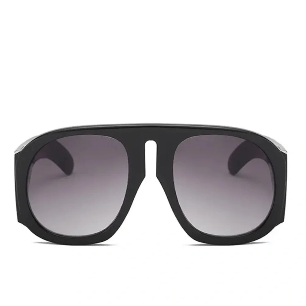 Unisex Black Oversized Shield Sunglasses